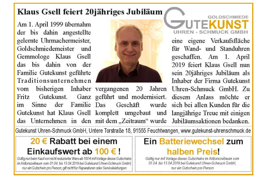 Klaus Gsell feiert 20 Jahre Gutekunst